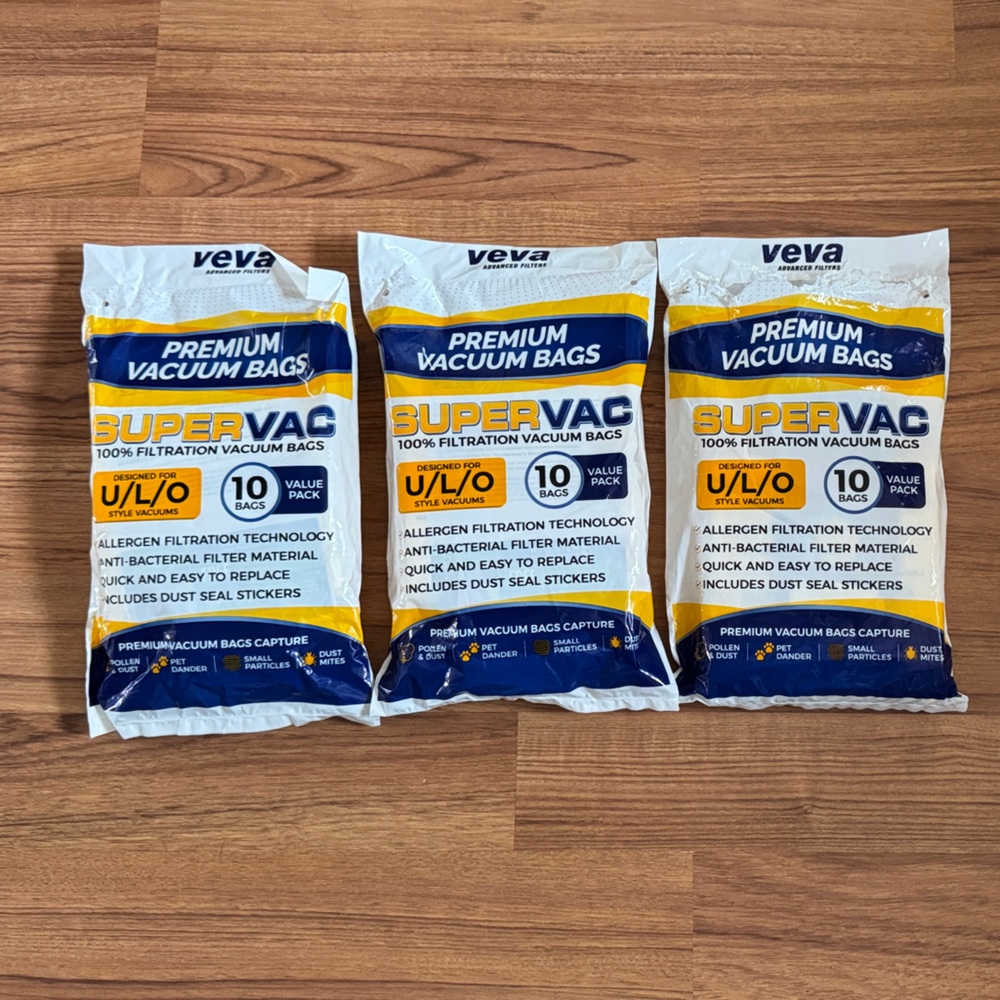 Veva SuperVac Premium Vacuum Bags - designed for U/L/O Style Vacuum (3 Pack)